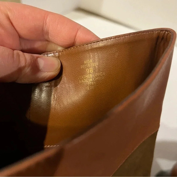 Lauren Ralph Lauren Brown Leather Boots Womens 9B Misa Vachette Suede Tall - Picture 9 of 10